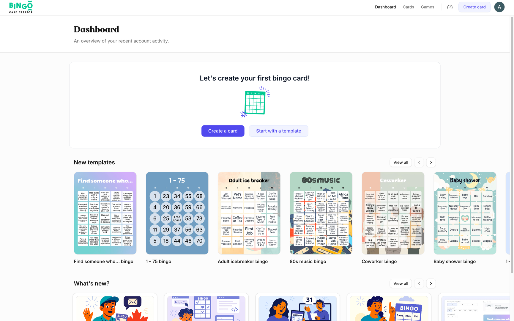 Bingo Card Creator live editor.