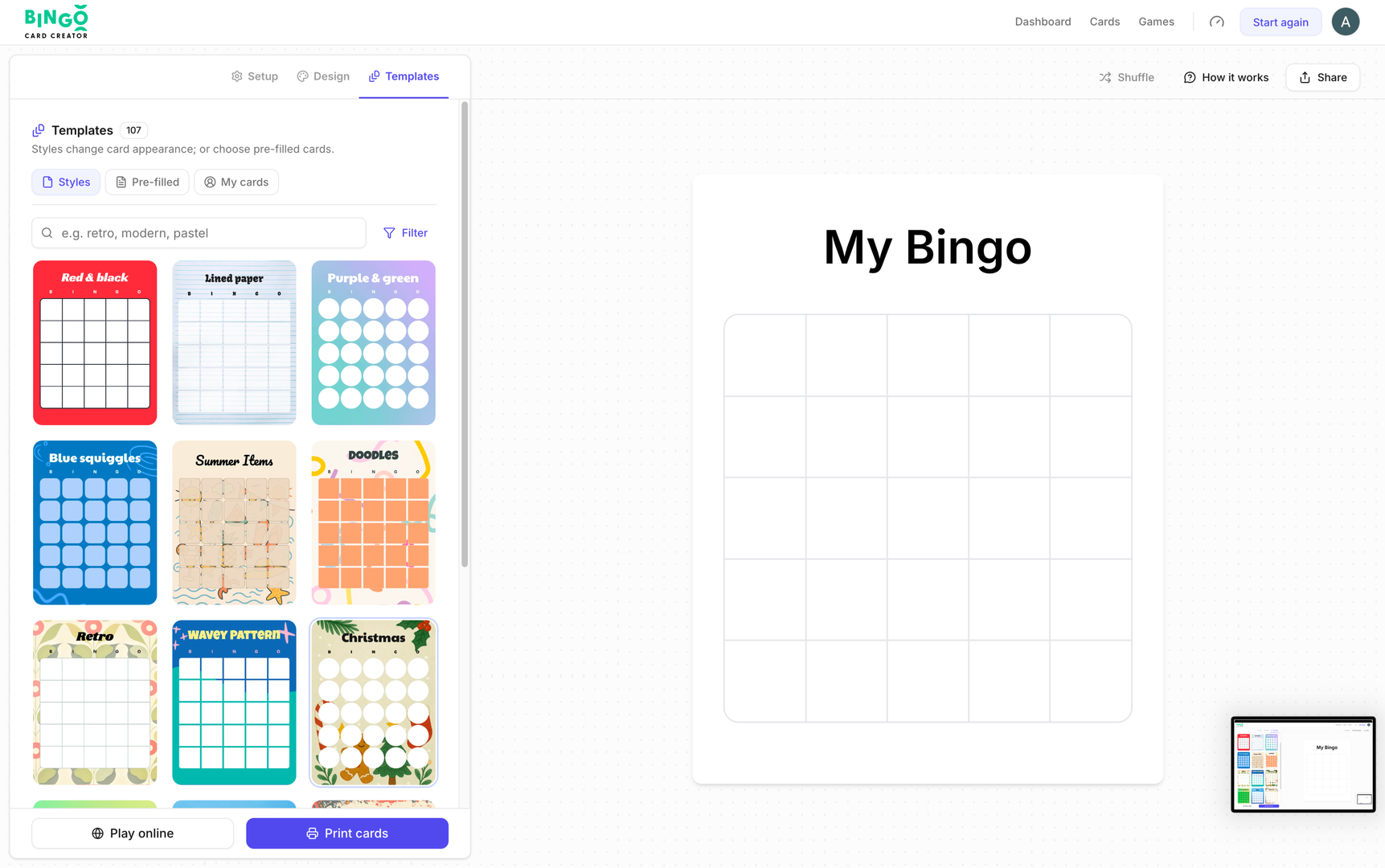 Bingo Card Creator AI word-generator.