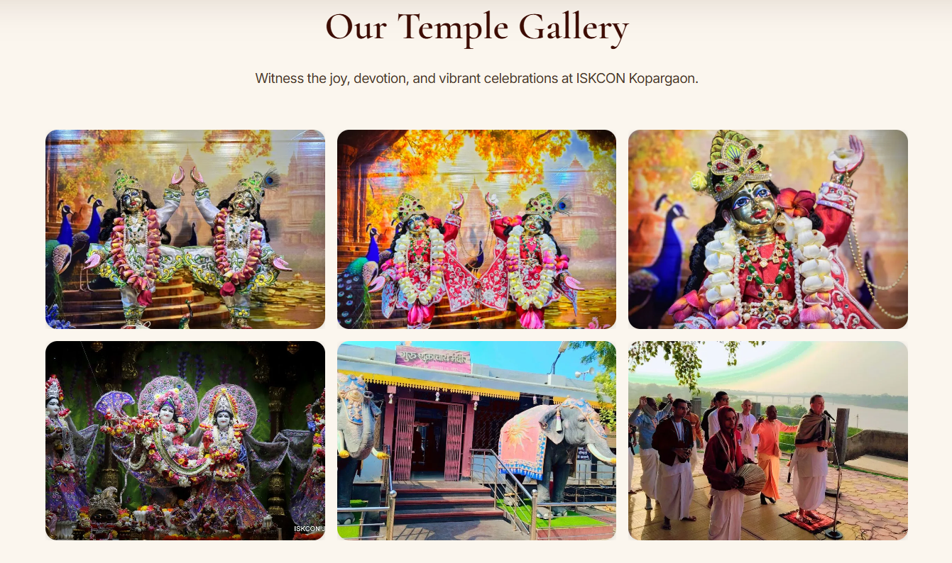 Photo gallery of the temple and its programs.