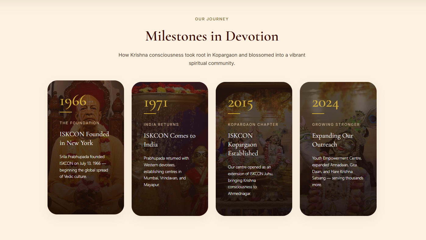Milestones and history of the temple.
