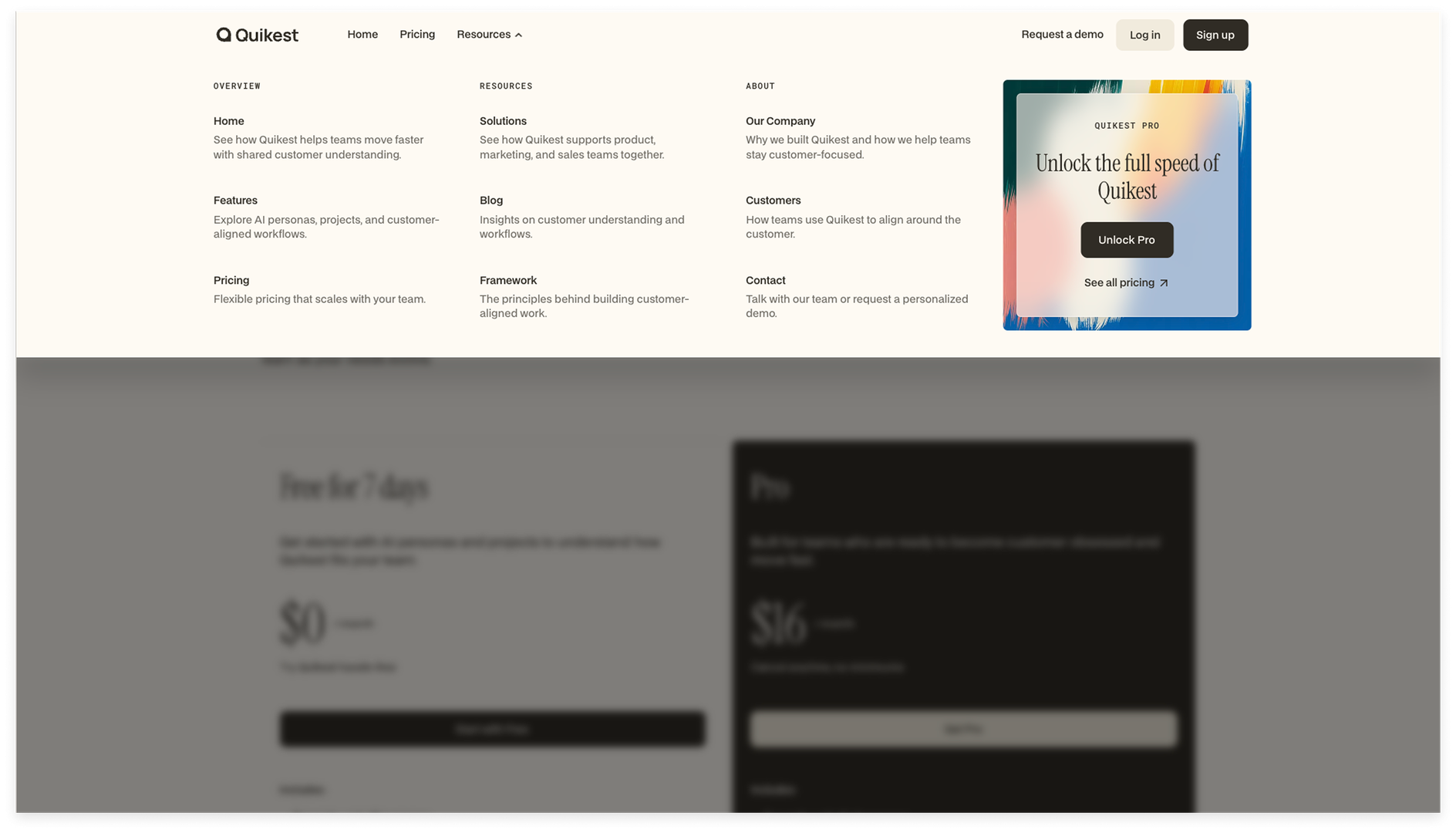 Pricing surface — Free and Pro tiers.