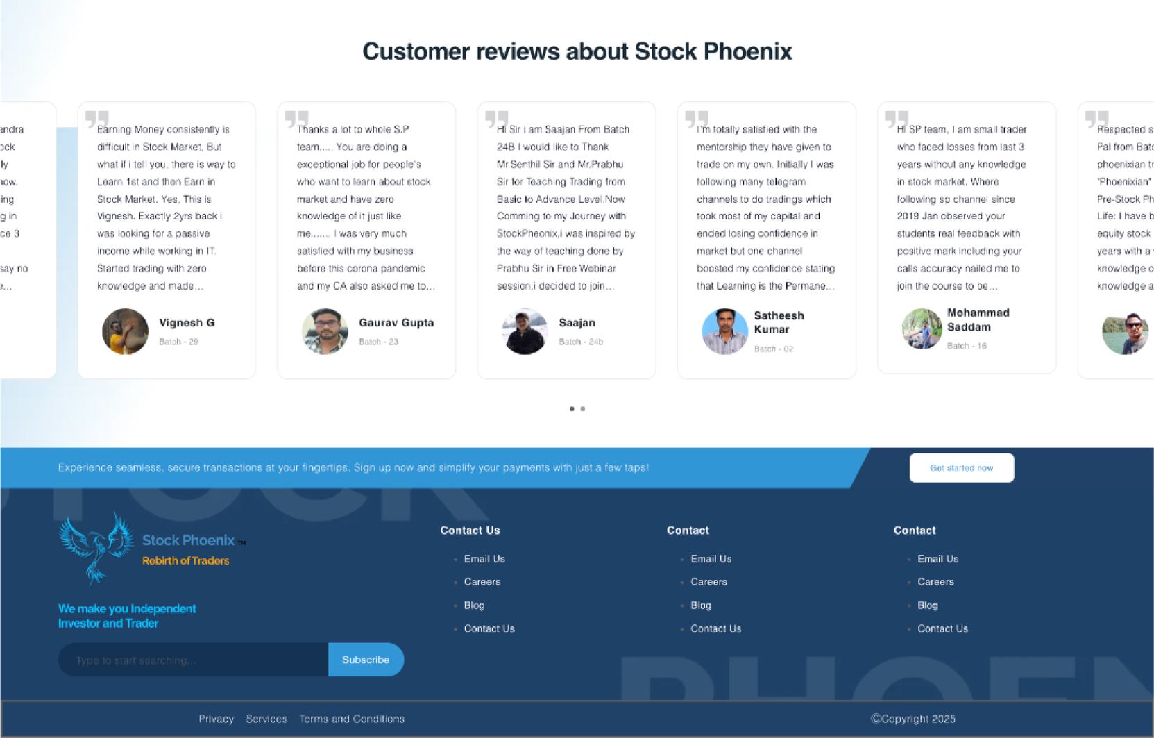 Stock Phoenix free masterclass registration flow.