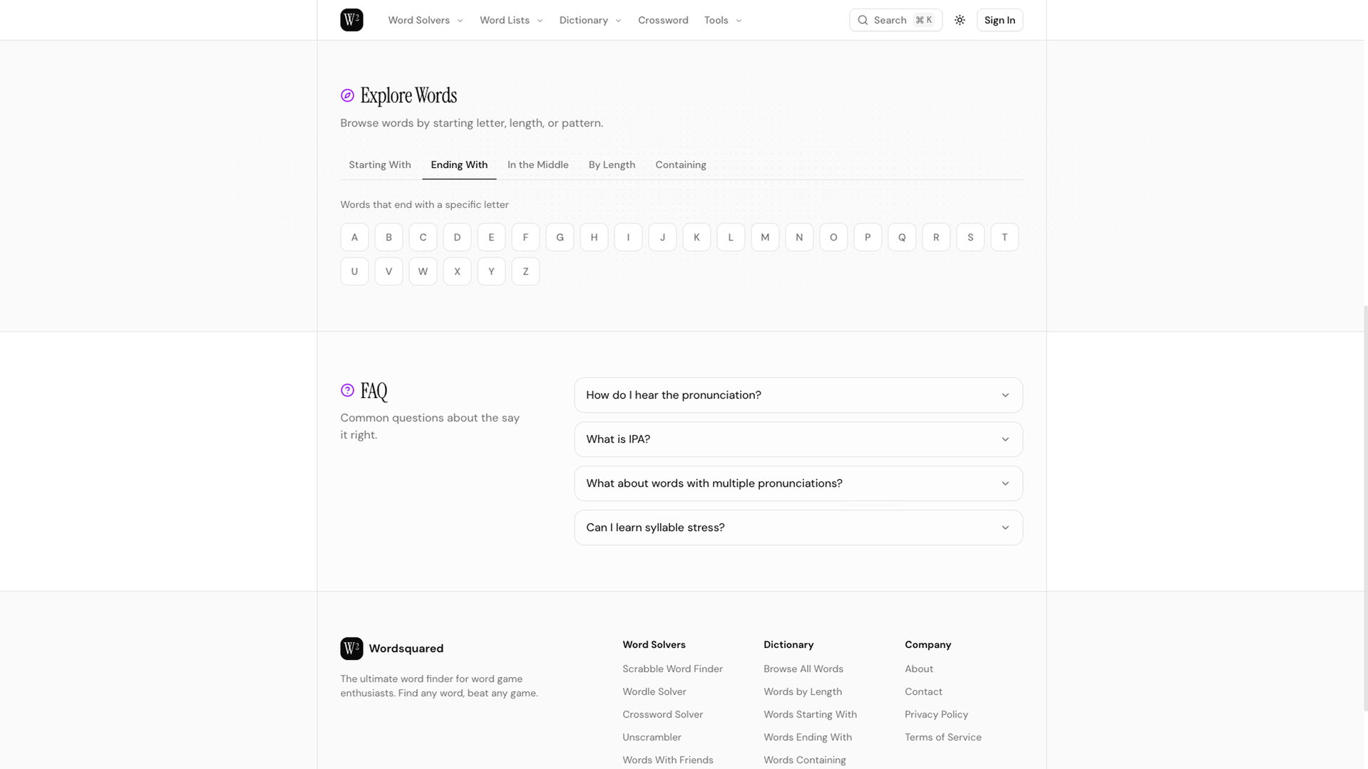 Wordsquared Chrome Experiment landing.
