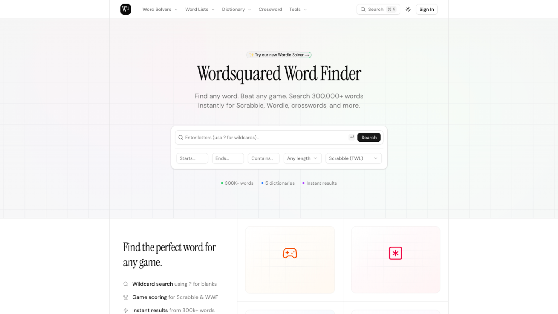 Wordsquared leaderboard / spectator view.