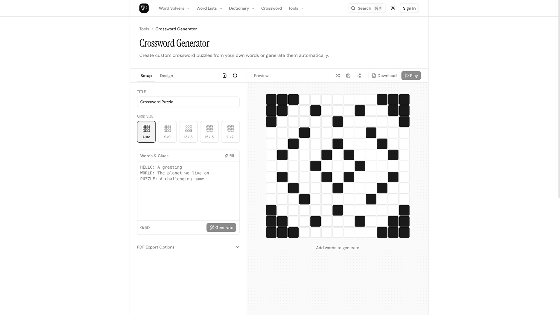 Wordsquared cross-platform login (Google, Twitter, Facebook, Yahoo, OpenID).